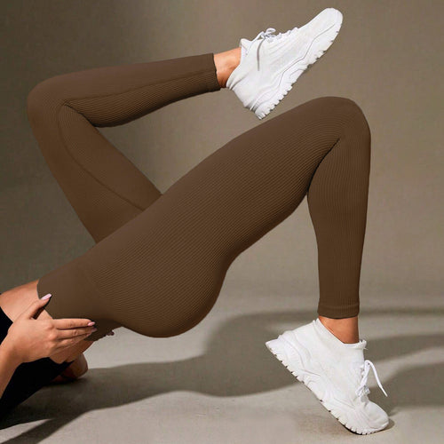 Ribbed Seamless Yoga Pants for Autumn & Winter - High-Waisted Leggings