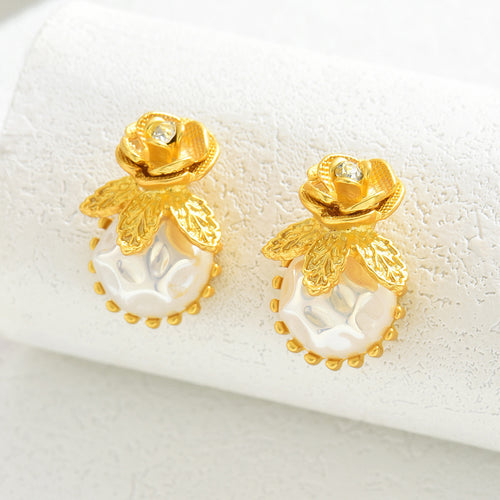 Elegant Camellia Rose Floral Stud Earrings for Ladies