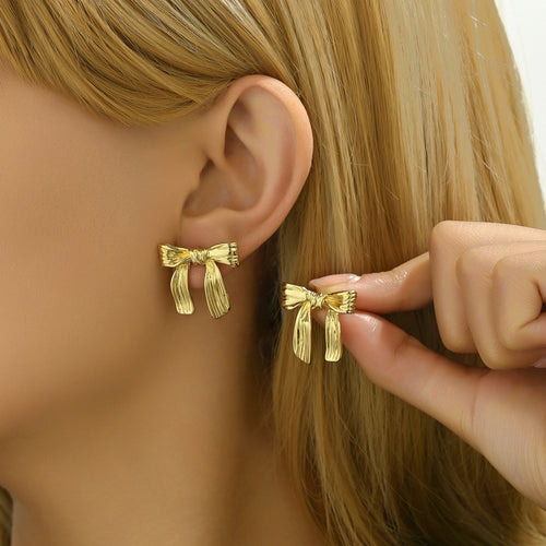 Geometric Pleated Bow Ear Cuff Earrings for Women