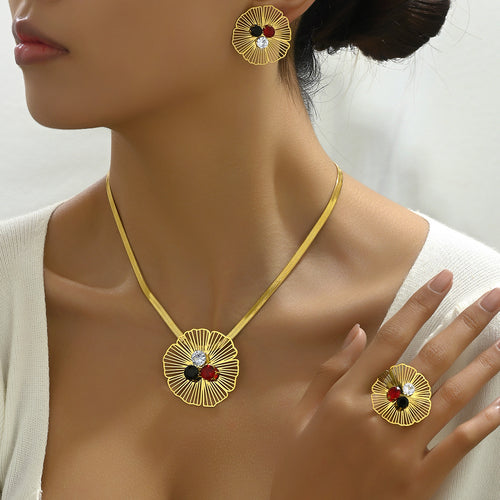 Light Luxury European American Jewelry Set with Floral Design
