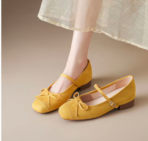 Soft Leather French Style Square Toe Mary Janes for Women