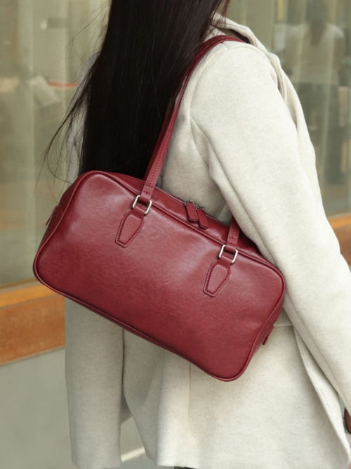 High-End Leather Handbag - Women's Cowhide Tote Bag