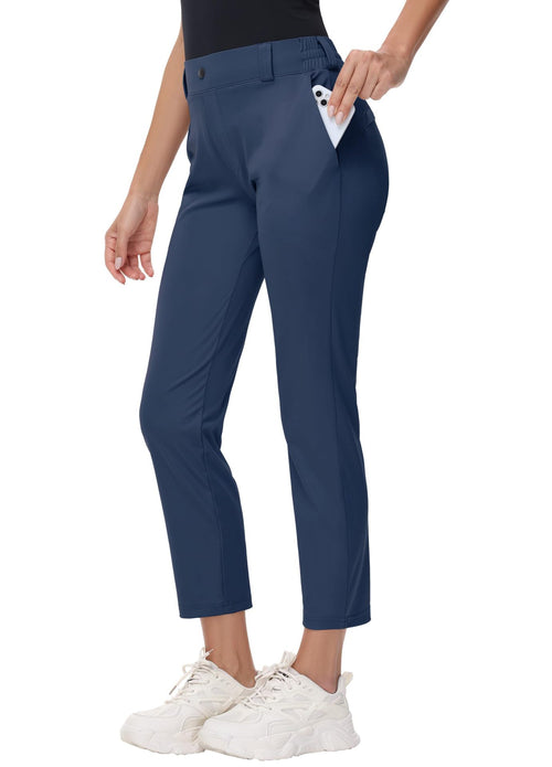 Women's Elastic Ankle Length Golf Pants with Belt Loops