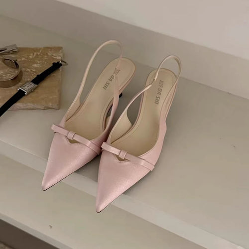 New Spring & Summer Cool Tone Gentle High Heels with Bow