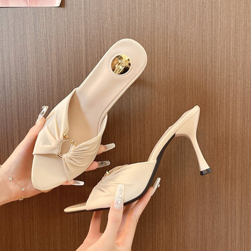 Elegant Nude Stiletto One-Strap Sandals for Women