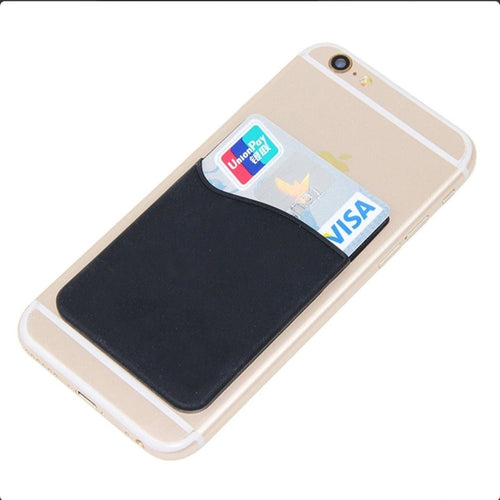 5x Silicone Credit Card Holder - Black Wallet Pocket Sticker