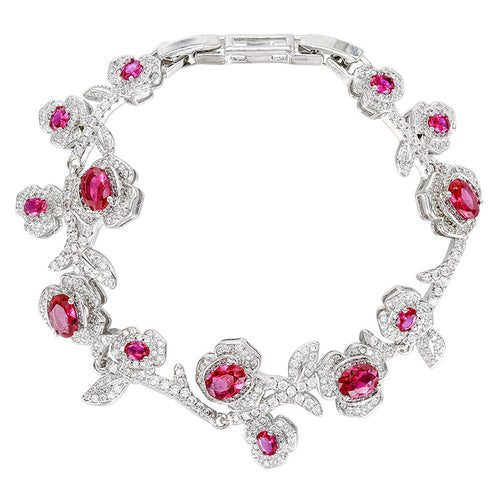 Heavy Craft Floral Bracelet for Women - Scarlet Tone Jewelry