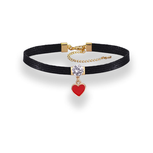 Stylish OL Choker for Women with Red Heart Pendant