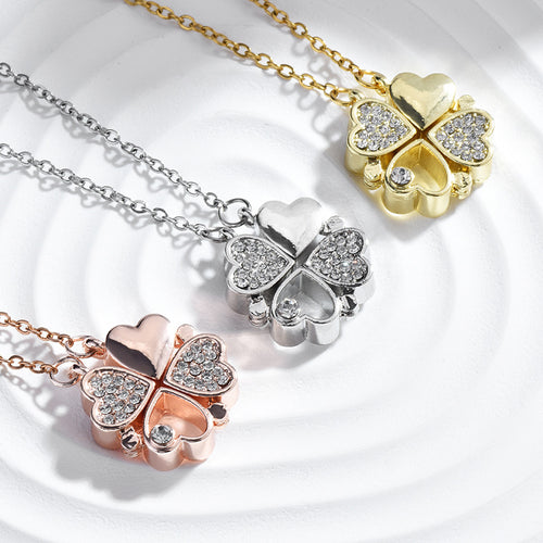 Magnetic Foldable Four Leaf Clover Necklace for Women