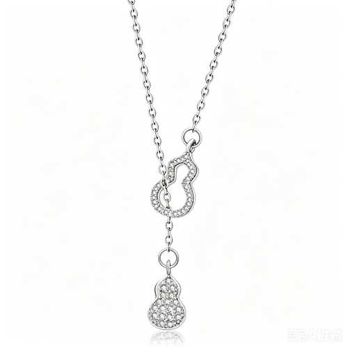 Dainty Lucky Gourd Zircon Pull Adjustable Necklace for Women