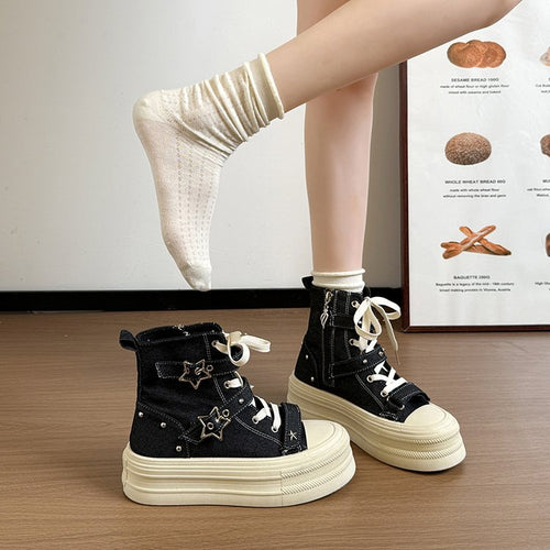 2026 Women's Unique Elevating StarPattern Platform HighTop Shoes