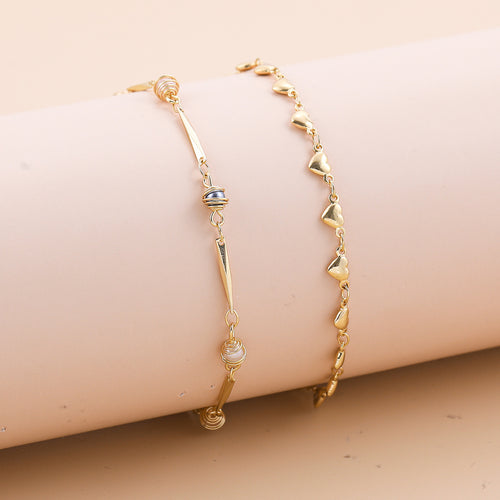 Bohemian-style Cross and Double-heart Multi-layer Anklet