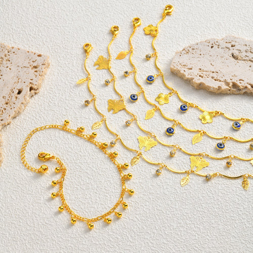 Resort-style Copper Devil-eye Butterfly Zircon Anklet