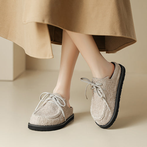Genuine Leather Long-fur Boccon Slippers for Men