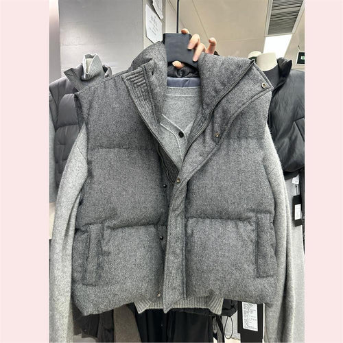 Stand-Collar Sleeveless Women's Outerwear Vest Casual Waistcoat