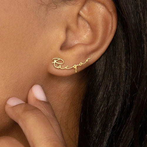 Customizable Name Hoop Earrings in Stainless Steel