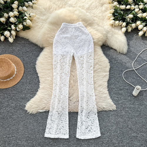 Pure and Alluring Versatile Thin Sheer Lace Pants