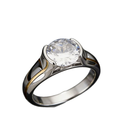 Elegant Diamond-studded Zircon Ring for Women
