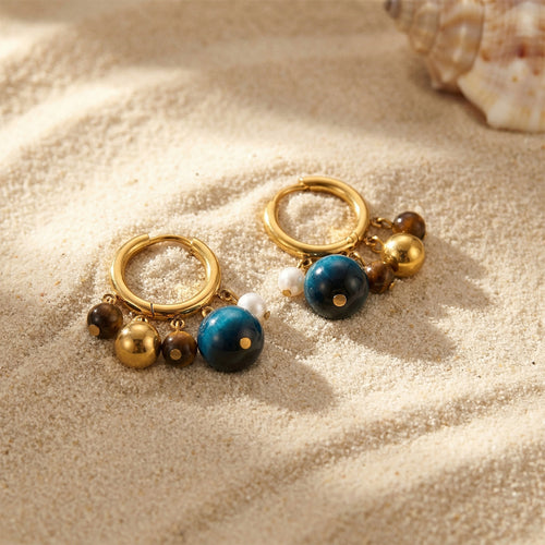Natural Tiger Eye Stone Tassel Earrings for Everyday Elegance