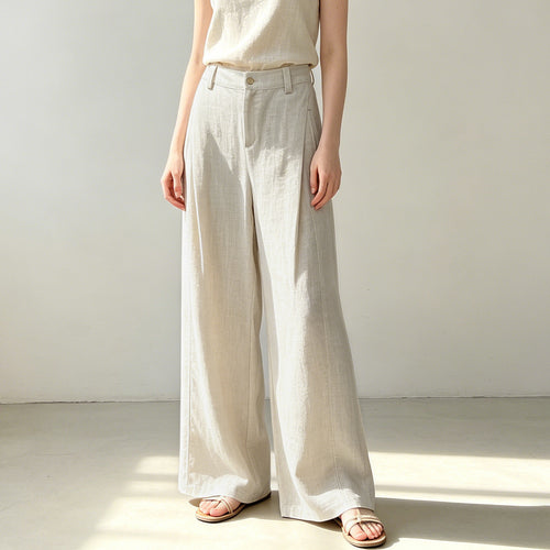 Womens Tencel Linen Wide-leg Pants for Effortless Style