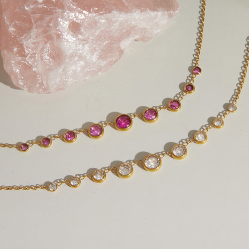 Colorfast Titanium Steel Zircon Pendant Necklace for Everyday Elegance