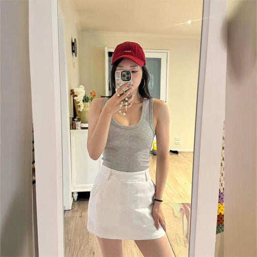 Simple-style Linen Skort for Women - Effortless Chic
