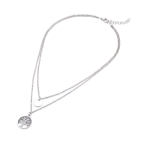 Fashionable Hollow-Out Wishing Tree Double-Layered Necklace