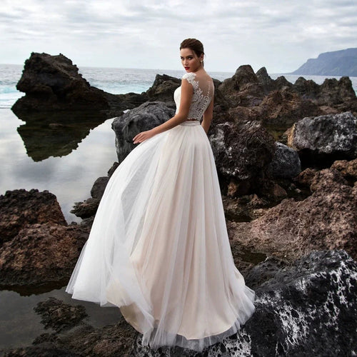 Womens New Lace A-Line Wedding Dress Set for Elegance
