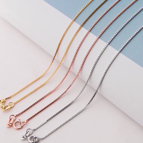 S925 Pure Silver Box Chain Necklace - Stylish Layered Necklace