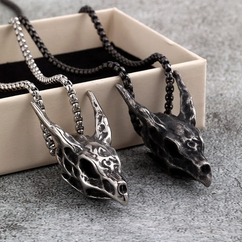 Retro Stainless Steel Three-Dimensional Skull Pendant Necklace