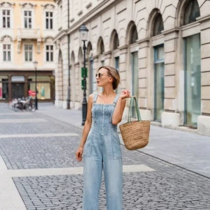 Blue Sexy Buttoned Denim Long Dress for Effortless Style