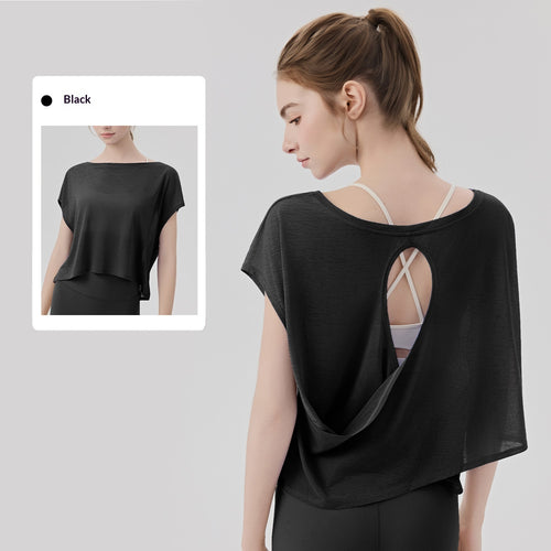 Womens Loose Yoga Cover-Up Off-Shoulder Two-Way Wear