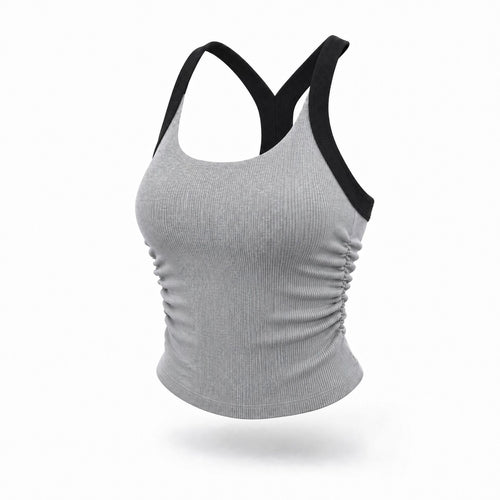 One-piece sports bra with chest pads for yoga enthusiasts