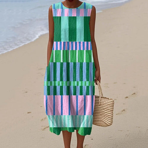Stylish Women's Sleeveless Casual Printed Long Dress