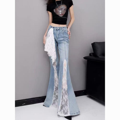 Arrival American Style Retro Lace-Patchwork Jeans for Trendy Looks