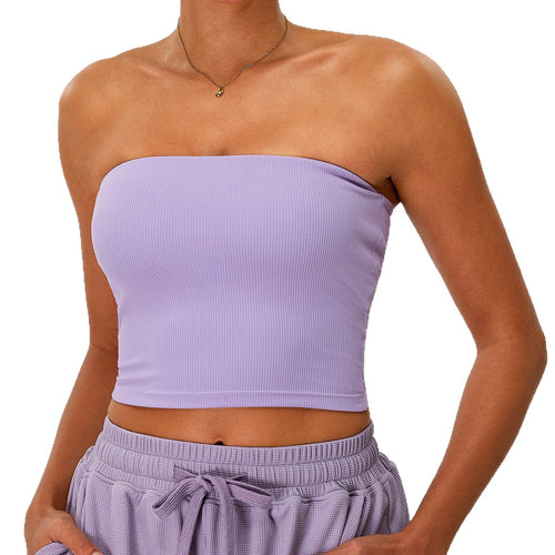 New European and American-style Ribbed Strapless Yoga Wear