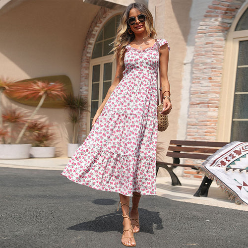 Womens Sleeveless Backless Floral Dress for Summer Style