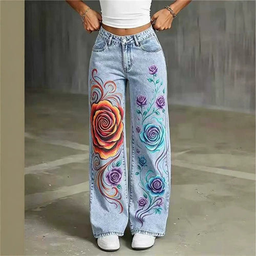 European and American Straight-Leg Jeans for Women