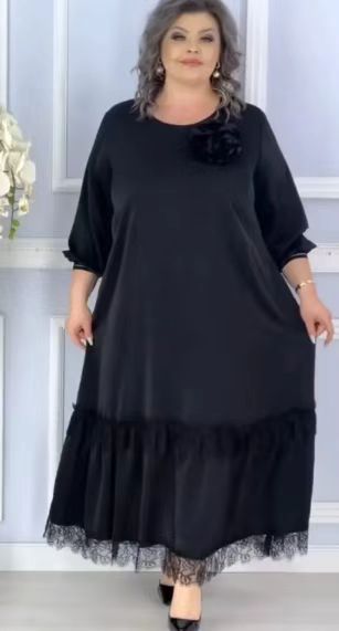 New-style Plus-size Women's Solid-color Maxi Dress