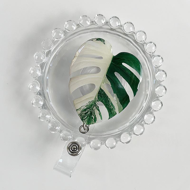 Rotating Leaf Acrylic Epoxy Work ID Badge Clip