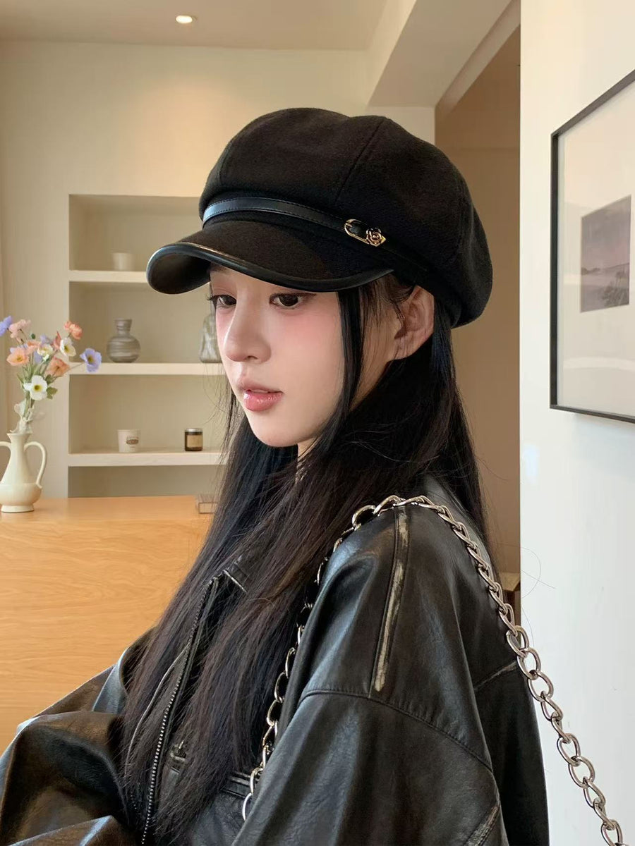Japanese-style Retro Artistic Black Cap Beret for Women