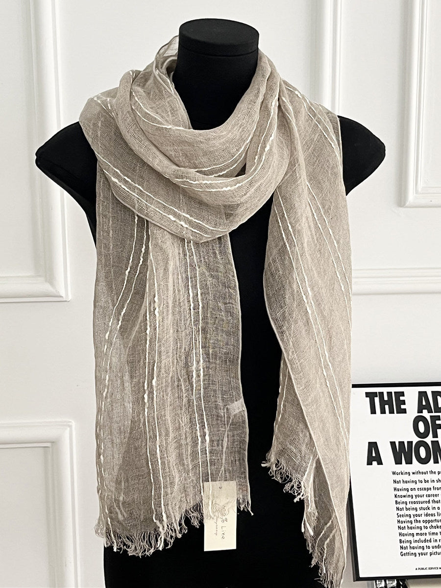 Womens Linen Striped Long Scarf Shawl for Every Occasion
