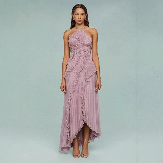 Womens Halter-neck Sexy Strapless Backless Dress
