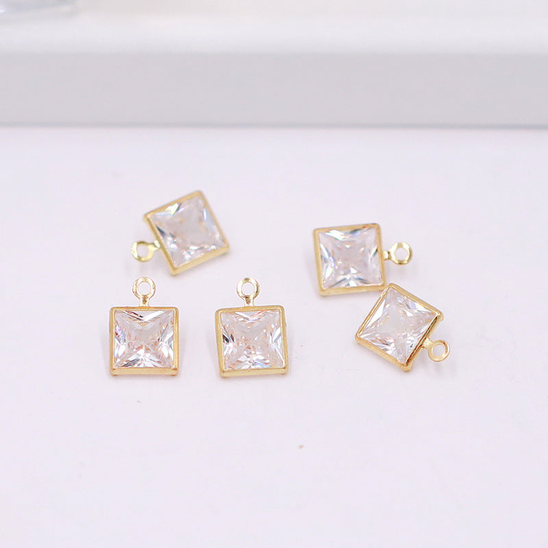 Geometric Zircon Bezel Set Pendant - Gold Plated Charm