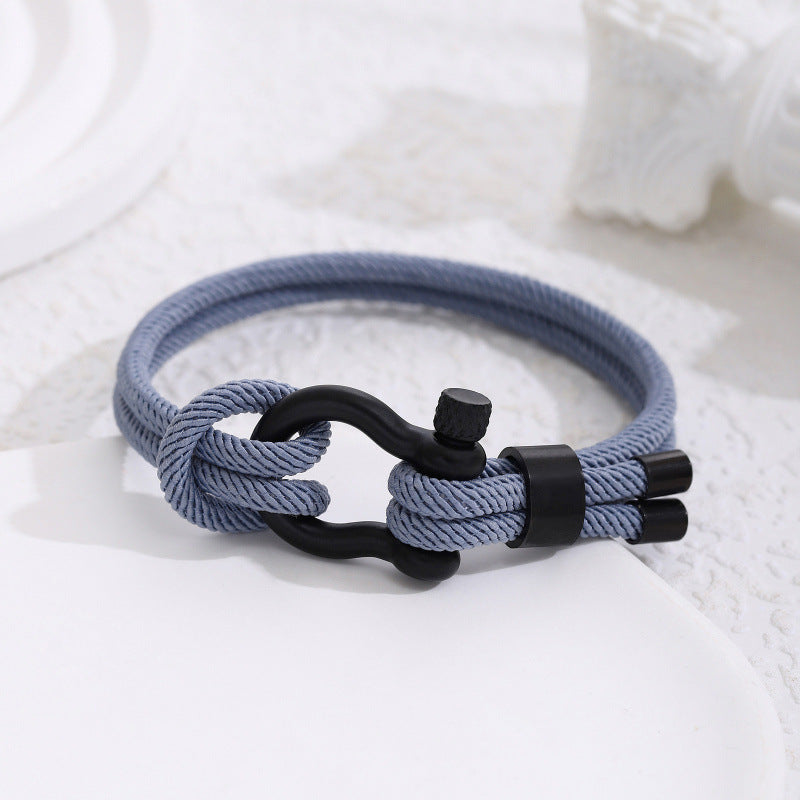 Stainless Steel Horseshoe Buckle Bracelet with Adjustable Milanese Loop