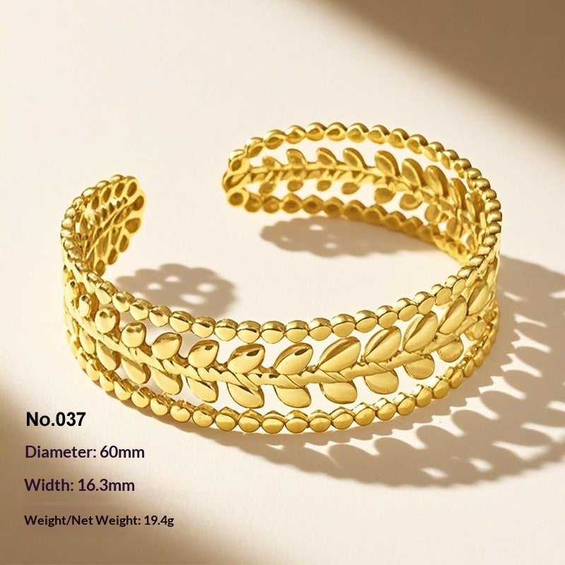 Retro Irregular Hollowed-Out Titanium Steel Bracelet