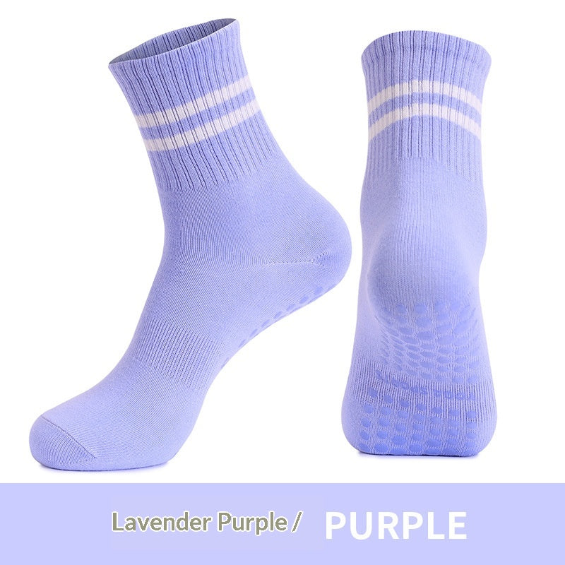 Pilates Mid Calf Exercise Socks with Sweat Towel Backed Sole