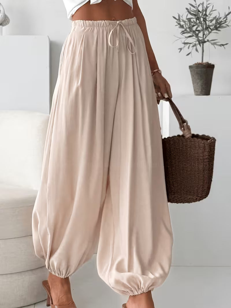 Womens Summer Elastic-Waist Ankle-Length Pants - Trendy Comfort