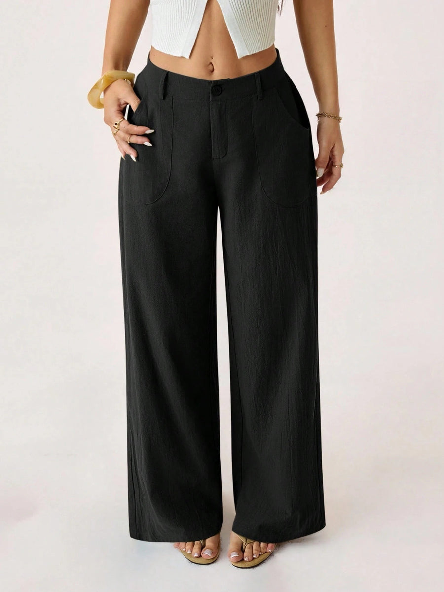 New Womens Cotton-linen Wide-leg Pants for Effortless Style