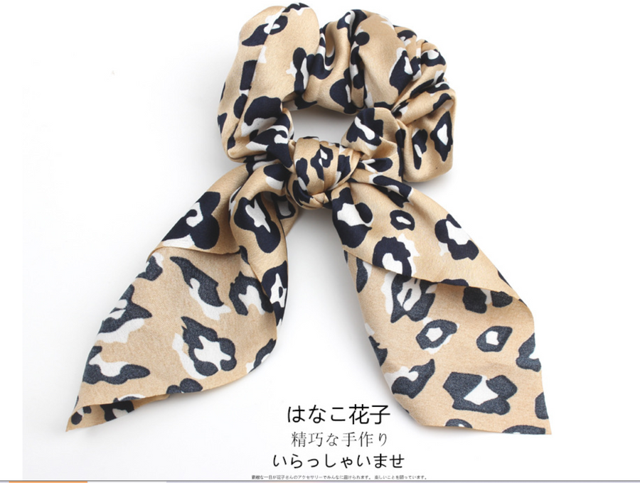 4Pcs Leopard Snake Floral Streamers Scrunchies for Women